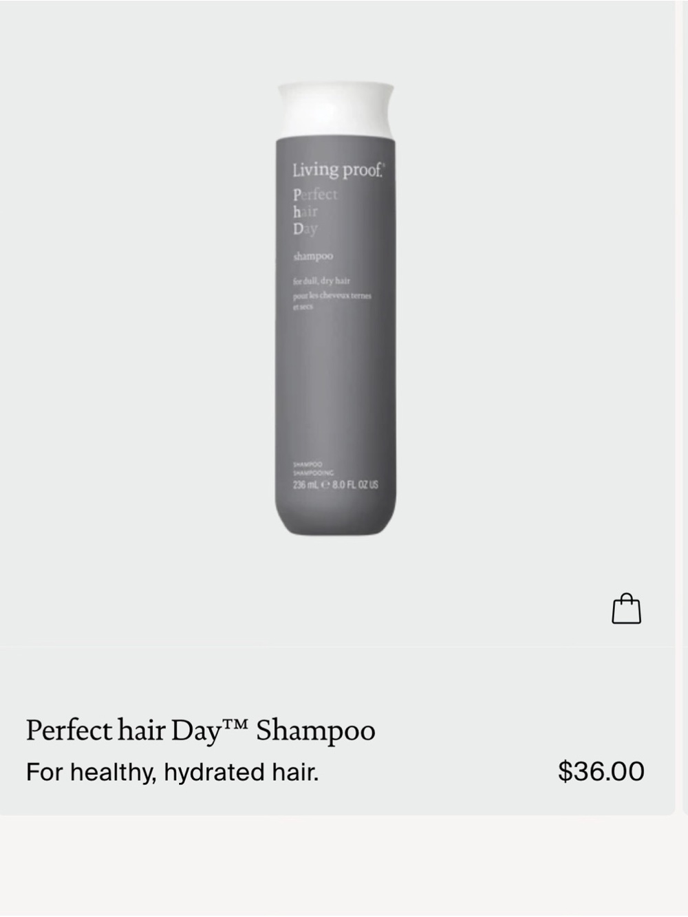 Living proof Perfect Hair Day Shampoo 8 oz bottle
